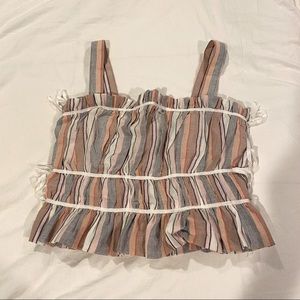Tank/Tube Top Pinstripe Ruffle NWT
